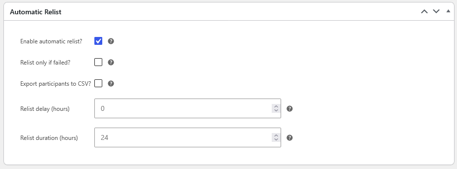 Automatic Relist Metabox