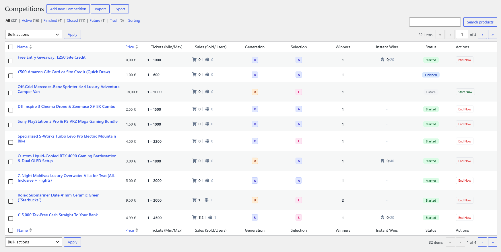 Competitions Admin Dashboard