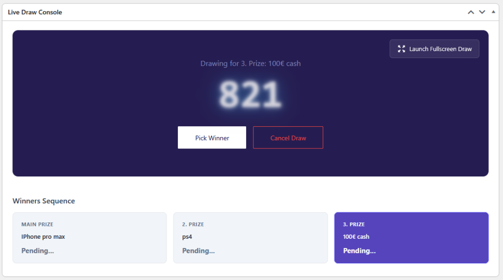 Live Draw Console