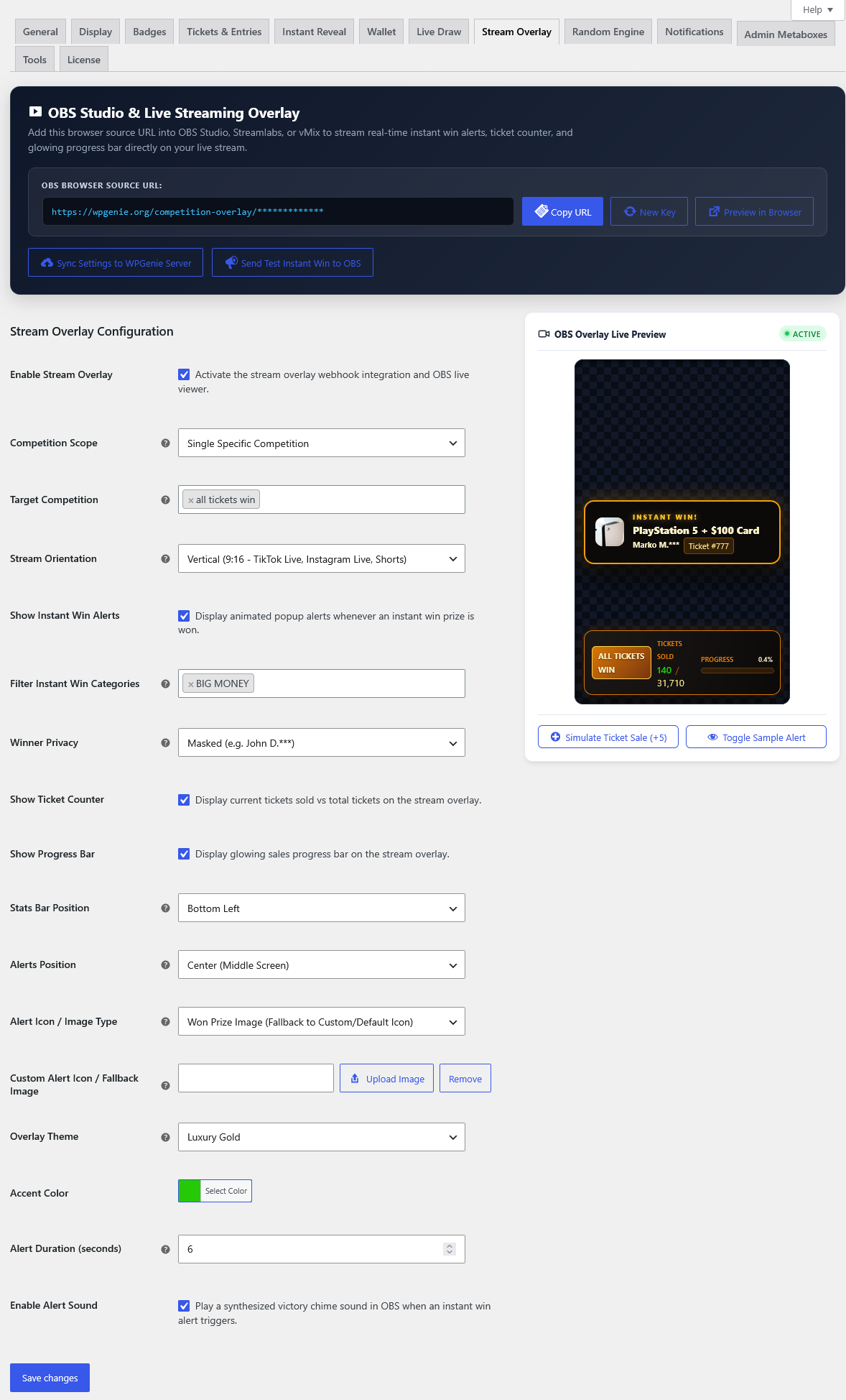 OBS Stream Overlay Settings Dashboard