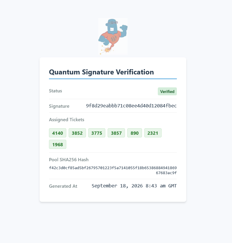WPGenie Quantum Signature Verification Certificate
