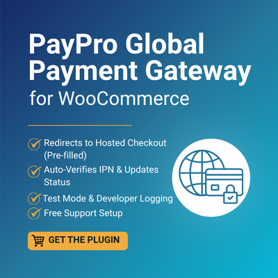 PayPro Global Payment Gateway for WooCommerce 1 year / domain