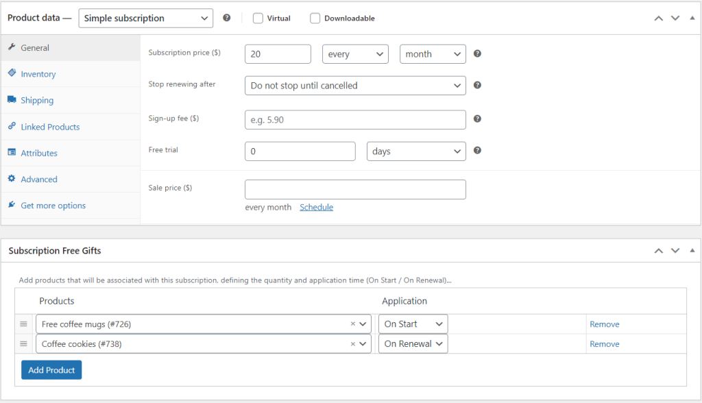Add free gifts to WooCommerce Subscription